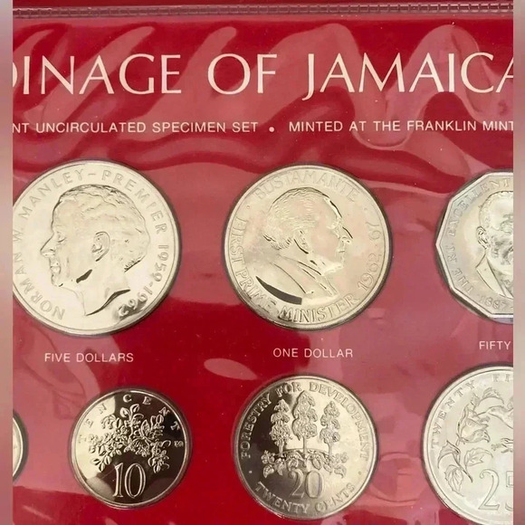 1980 Coinage of Jamaica Brilliant Uncirculated (BU) Specimen Set- RARE - Picture 3 of 6